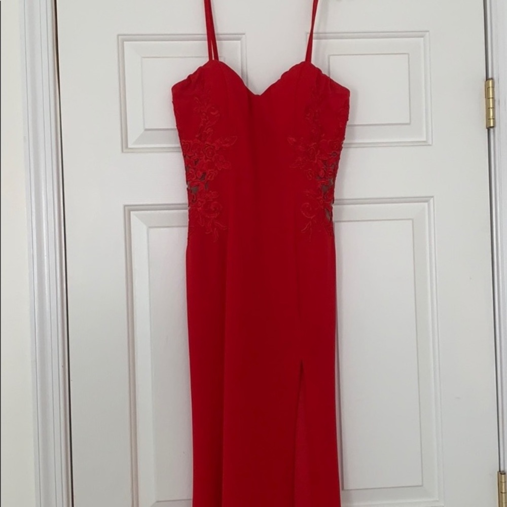 Red Embroidered Prom Dress
